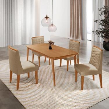 Imagem de Mesa De Jantar Copper 120cm Tampo Mdf Com 4 Cadeiras Eloise Turim 07/naturalle/naturalle