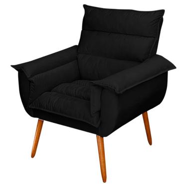 Imagem de Poltrona Decorativa Moderna Sala de Estar e Recepção Monza Pés Palito Suede Preto - Desk Design