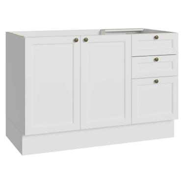Imagem de Balcão De Pia 120 Cm 2 Portas 3 Gavetas (sem Tampo) Branco Vik Madesa Branco