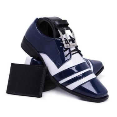 Imagem de Kit Cinto e Carteira Sapato Masculino Social Schiareli 840 Bico Quadrado Fino Moderno-M...