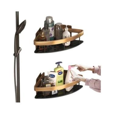 Imagem de Prateleira De Canto Para Banheiro Sem Furos, Suporte De Parede Para Ch