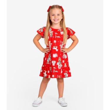 Imagem de Vestido Infantil Com Manga Godê Select Vermelho, 4, Vermelho
