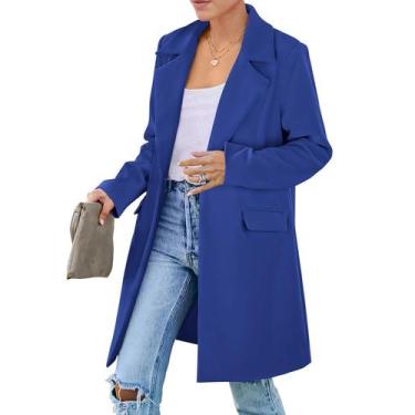 Imagem de Blazer PRETTYGARDEN Outono 2025 Manga Longa Azul Royal XL