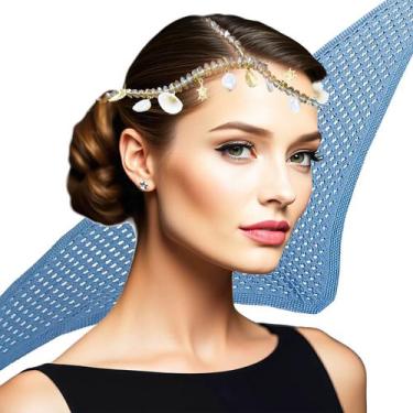 Imagem de Kit Lenço Crochê Cintura Bandana + Tiara Corrente de Cabeça Headpiece 
