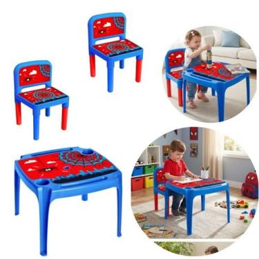 Imagem de Kit 2 Cadeirinhas Infantil E Mesa Homem Aranha Para Crianças - Arqplas