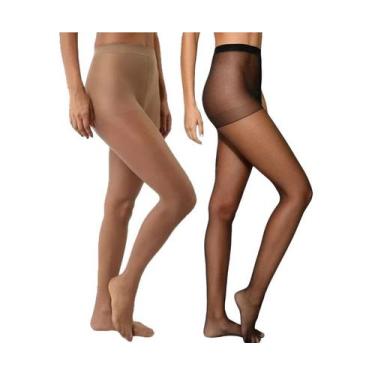 Imagem de Kit com 2 Meias Calças Clássica Fio 15 Selene Adulto Feminino, EG, Nat
