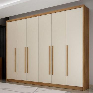 Imagem de Guarda-Roupa Casal Paraíso 6 Portas 6 Gavetas 100% Mdf Cumaru/Fendi - 