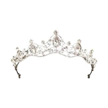Imagem de Coroa De Noiva Em Cristal Prateado Com Strass, Acessórios De Cabelo Pa