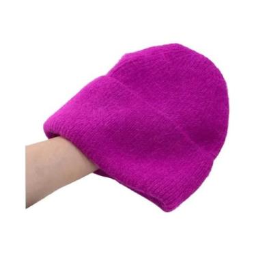 Imagem de Chapéu Feminino de Malha com Pele de Coelho - Quentinho para o Inverno