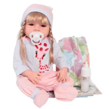Imagem de Bebê Reborn Realista Corpo de Silicone Girafinha Itens Banho - Cegonha