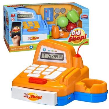 Imagem de Caixa Registradora Infantil Som e Luz Com Leitor + Moedas + Cartão Bri