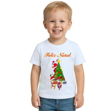 Imagem de Camiseta Árvore Natal Papai Noel Natalina Personalizada - UseP4, Branc