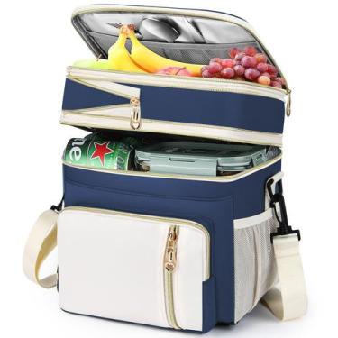 Imagem de Lancheira BAGNN Grande Bolsa térmica isolada de 16L azul branca