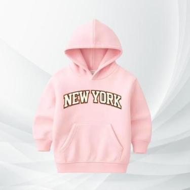 Imagem de Moletom Infantil New York com Capuz Moleton Flanelado Blusa de Frio Quentinha Confortável Criança-Unissex