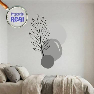 Imagem de Adesivo Floral Boho Cinza Estilo Nórdico 130x90 Minimalista Mod.02