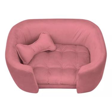 Imagem de Cama Pet Poltrona Baby Hanna Veludo Fibra Siliconada Rosa Divino Decor
