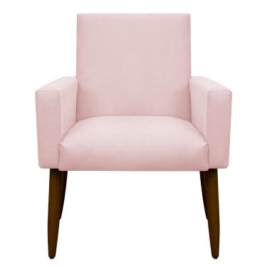 Imagem de Kit 2 Poltronas Com Puff Redondo Nina Suede Rosa Herrero