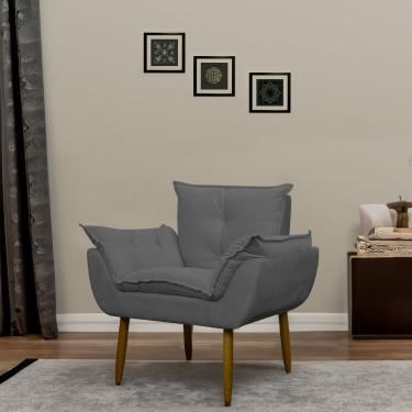 Imagem de Poltrona Decorativa Opala Para Sala E Quarto Suede Cinza Herrero
