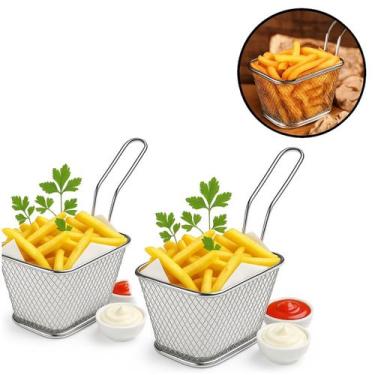 Imagem de 2 Mini Cestos de Metal P/ Servir Porções Fritas Petiscos - Floripa
