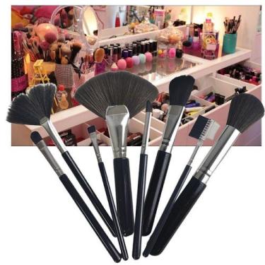 Imagem de Pincel Kit 8 Peças Maquiagem Profissional Make Up - LEVA PRO PET