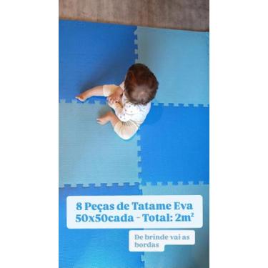 Imagem de Kit 08 Tatame 50x50cm 10mm Carpete Tapete em EVA Encaixe Infantil Esco