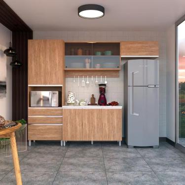Imagem de Cozinha Completa Amazonita 8 Portas 3 Gavetas em MDF 120cm Laranja com Tampo MDP Estilo...