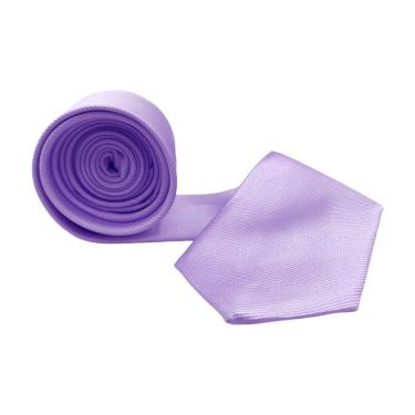 Imagem de Gravata Slim Social OEM Listrada em 100% Poliéster 140x5 Lavanda Lilás para Casamento e Eventos Masculino