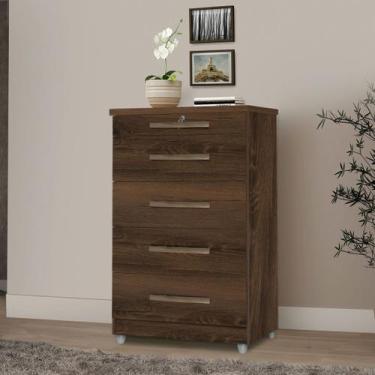 Imagem de Comoda Quarto 5 Gavetas Chave Emas Freijo - MOVEIS PRIMUS