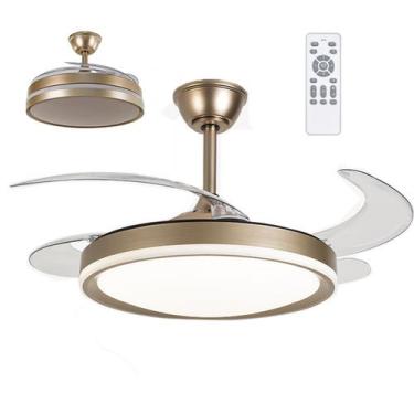 Imagem de Ventilador de Teto Grande Led 3 em 1 Lampada Pa Retratil Controle Remo