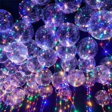 Imagem de Balao Bubble Transparente Led Festa Gas Hélio Top Kit 10 Uni - Congrat