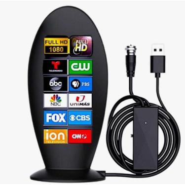 Imagem de Antena Interna Para Tv Digital Amplificada 1080 Hdtv Cabo 3m - Lelong