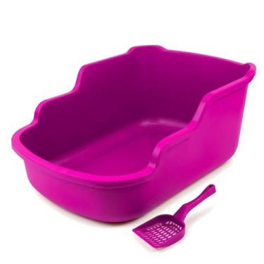Imagem de Kit Caixa De Areia Aberta Alta Elegance + Pá Higiênica Anti Respingo P