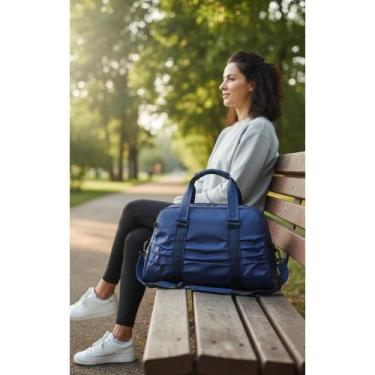 Imagem de Bolsa Fitness Impermeável P/ Academia Viagem Azul Chaveiro - Congratul