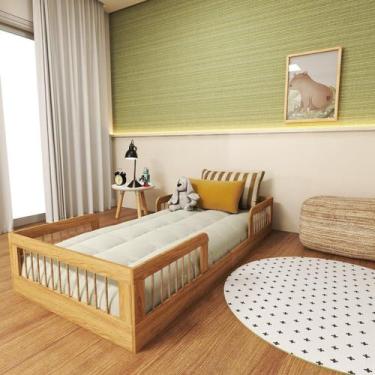 Imagem de Cama Infantil Montessoriana Solteiro Duna Zoe Carvalho Mel - Bramov Mó