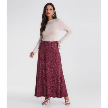 Imagem de Saia Feminina Midi Visco Maquinetada Endless Vermelho, G, Vermelho