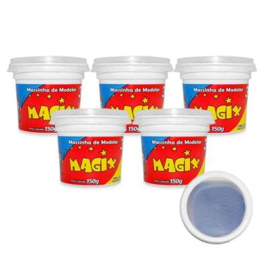 Imagem de Kit 5 Potes Massa Massinha de Modelar Infantil 150g Escolar - Magix, A