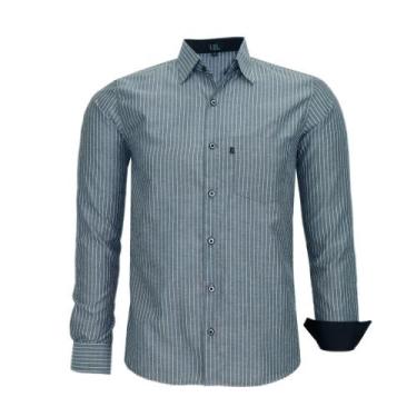 Imagem de Camisa Social Masculina LBL Manga Longa Comfort Listrada Com Bolso 301