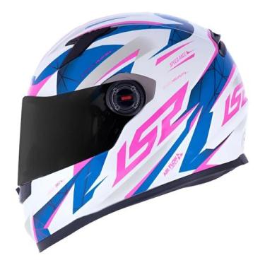 Imagem de Capacete Ls2 Ff358 Classic Evo Draze Branco Azul Rosa Brilho, 58