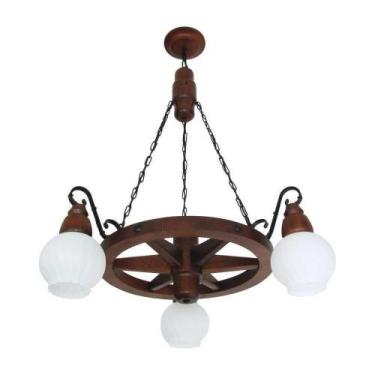 Imagem de Lustre Roda De Carroça Envelhecido 3 Lâmpadas 603E - LUMINÁRIAS MÜLLER