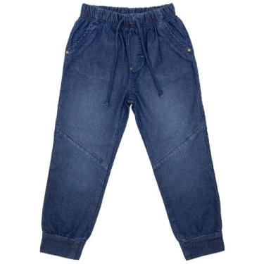Imagem de Calça Infantil Look Jeans Moletom c/ Silk Jeans - UNICA - P, P, Azul