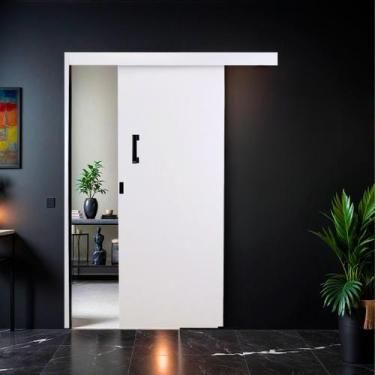 Imagem de Porta de Correr Madeira 215x90cm Sobrepor Reversível Melamínico MGM Ab