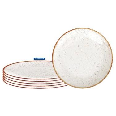 Imagem de Jogo 6 Pratos Raso Tramontina Porcelana 28 cm Rustico Marrom