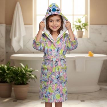 Imagem de Roupao Infantil Aveludado Quimono com Capuz Stitch Lepper