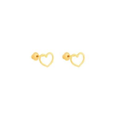 Imagem de Brinco Coração Vazado Pequeno Ouro Dourado BRX0183 - ELISTER