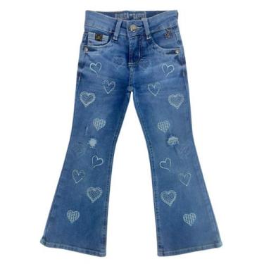 Imagem de Calça infantil República Caipira Jeans Emma C/ Bordado Coração Lycra F