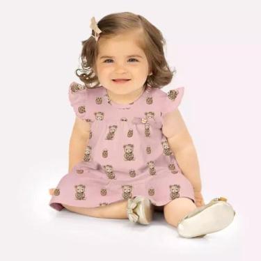 Imagem de Vestido Bebê Menina Ursinhos Milon, Rosa, 9-12M