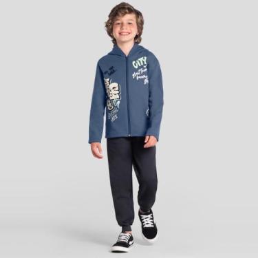 Imagem de Conjunto infantil menino em Moletom Brandili, 4, Azul
