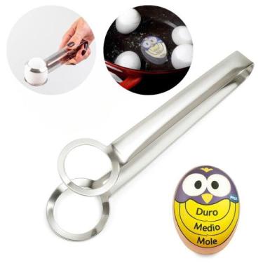 Imagem de Kit Timer Temporizador de Ovo com Pinça Pegadora Utensílios Cozinha pa
