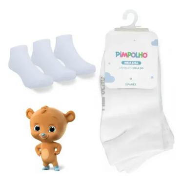 Imagem de Kit 3 Meias Cano Curto Unissex Pimpolho Algodão Branco