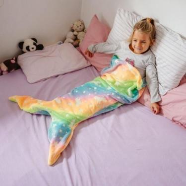 Imagem de Cobertor Sereia Infantil Brilha Escuro Manta Saco De Dormir - Yeet